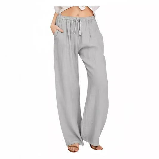 FLOWERSVERSE  Cross-Border Foreign Trade  Temu Women's Casual Trousers Summer Wide Leg Drawstring Loose Wide Leg Pants with Pockets