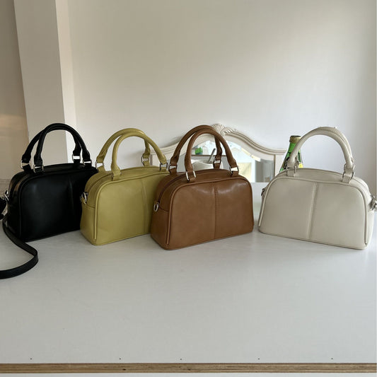 FLOWERSVERSE  Summer Popular Work Commuter Bag Texture Large Capacity Women's Handbag Retro Boston Bowling Bag