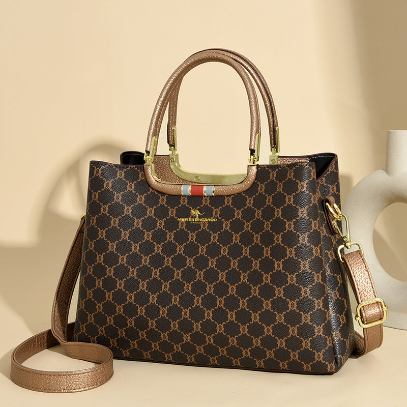 2025 Handbag  retro printed women's handbag large capacity high sense mother bag simple commuter shoulder bag