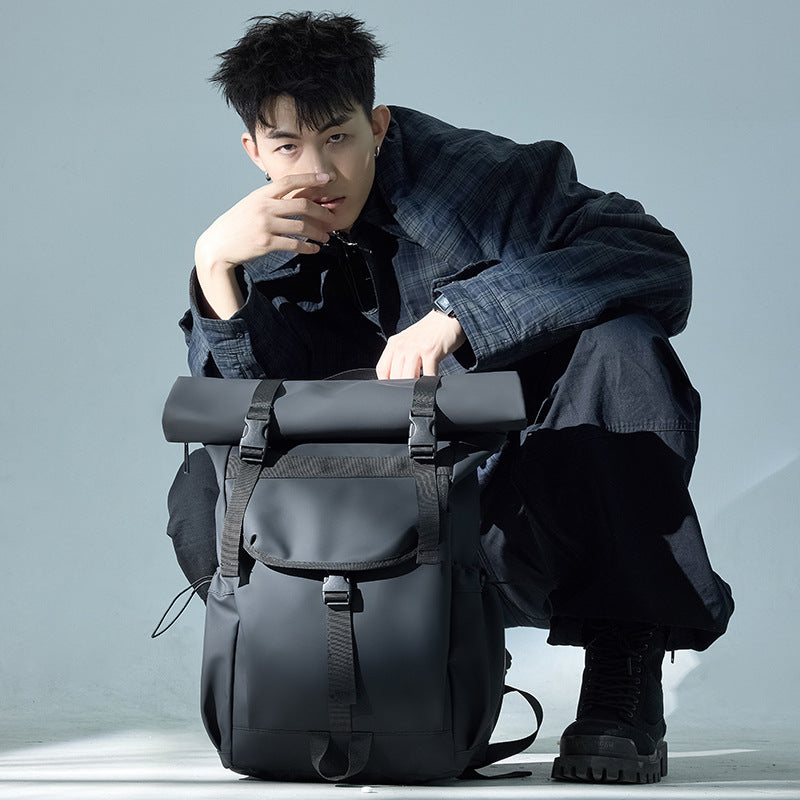 2025 Trendy and cool folding roll-up casual backpack men's large-capacity outdoor travel backpack high-value college student schoolbag