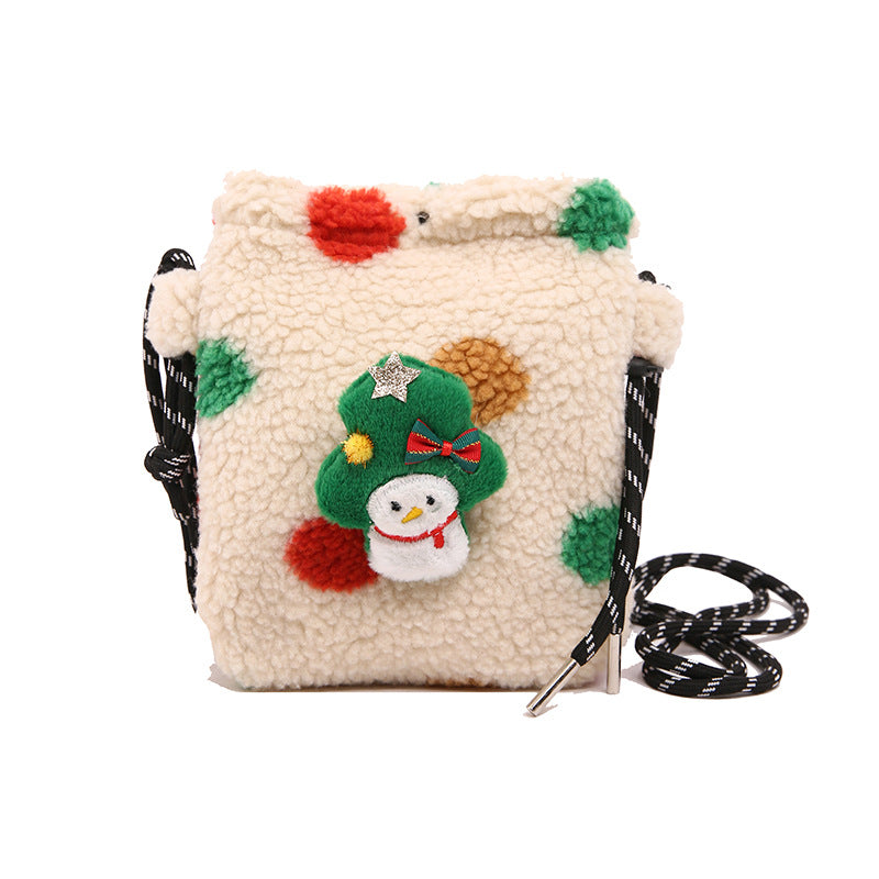 FLOWERSVERSE 2025 Cross-border wind autumn and winter new 2025 New Year's Christmas bag cute plush polka dot striped Popular style parent-child messenger bag