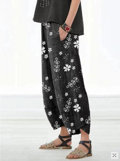 flowersverse A Large Number of in Stock   Autumn New HOTan and NEWn  plus Size Fashion Printing Loose Casual Ankle Banded Pants