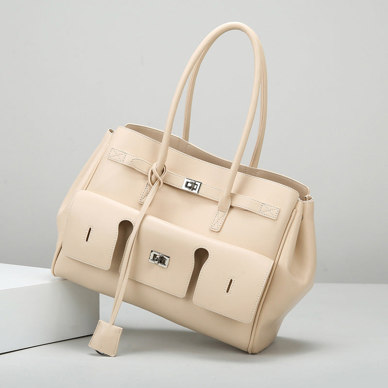 2025 tote bag,  retro fashion large-capacity handbag, high-end simple commuter bag, women can shoulder