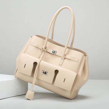 2025 tote bag,  retro fashion large-capacity handbag, high-end simple commuter bag, women can shoulder