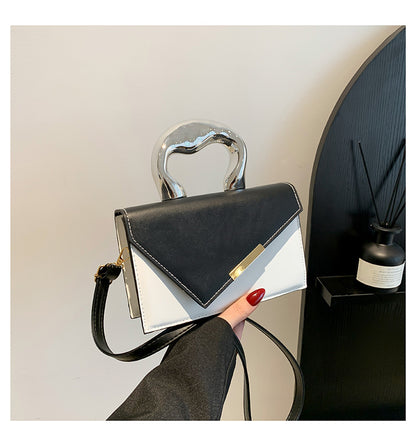 FLOWERSVERSE  Stylish Good Texture New Color-Blocking  Contrast Color Spring Leisure Simple Crossbody Metal Portable Square Pouch Women