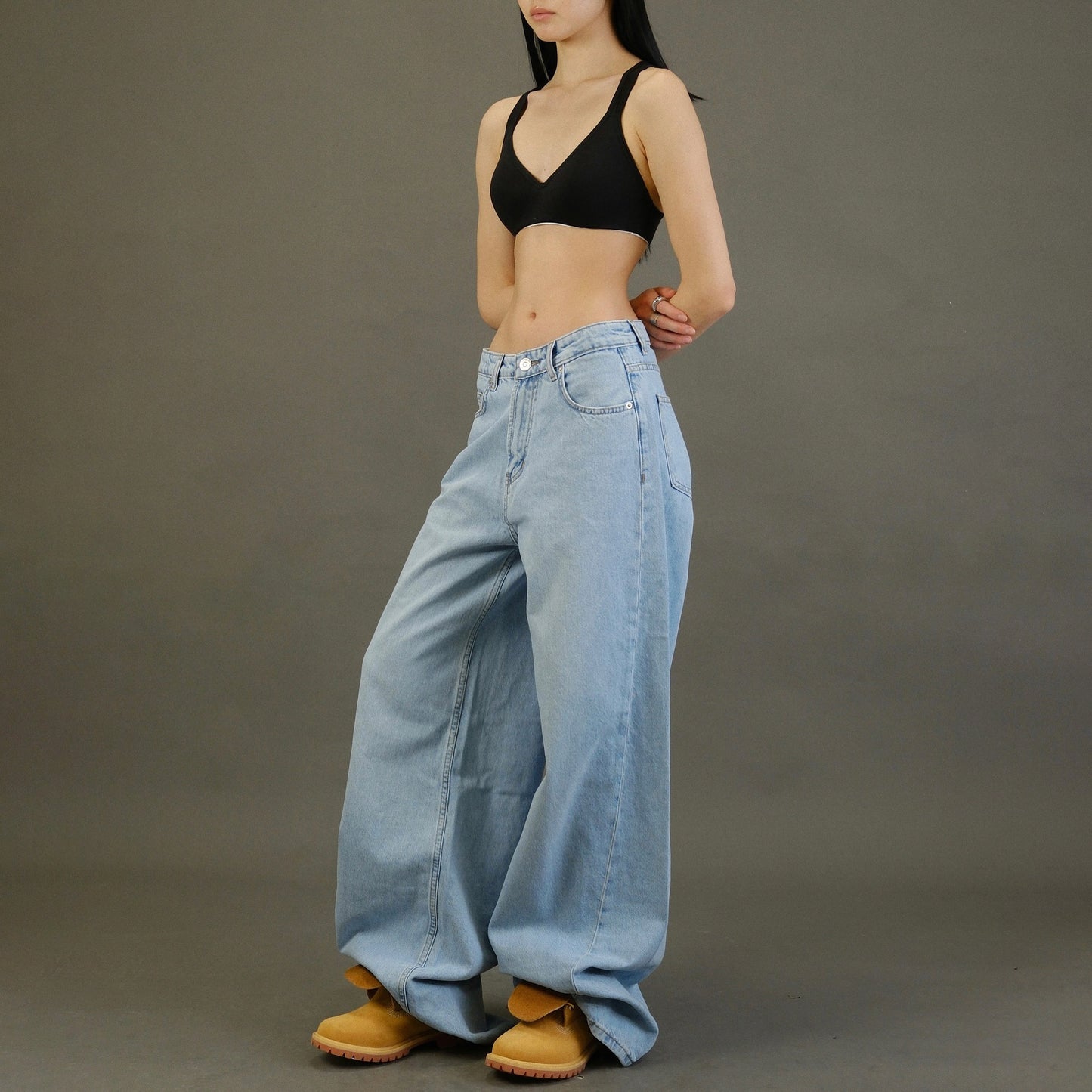 style low waist pendant wide-leg jeans  new super large size loose and thin floor-mopping wide-leg trousers