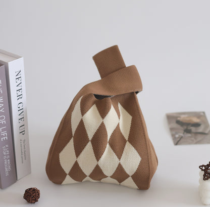 FLOWERSVERSE  INS Internet Hot New Handbag Women's Knitted Bag Japanese and Korean Style All-Match Hand Carrying Casual Tote Bag Factory Wholesale