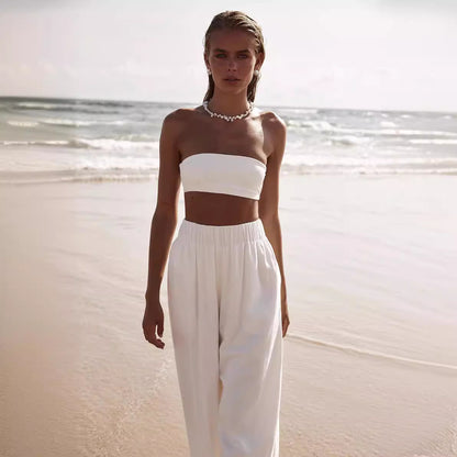 FLOWERSVERSE  Source  Cross-Border European and American Spring and Summer Thin Ins Super Hot All-Match Loose Wide Leg Casual Trousers Women