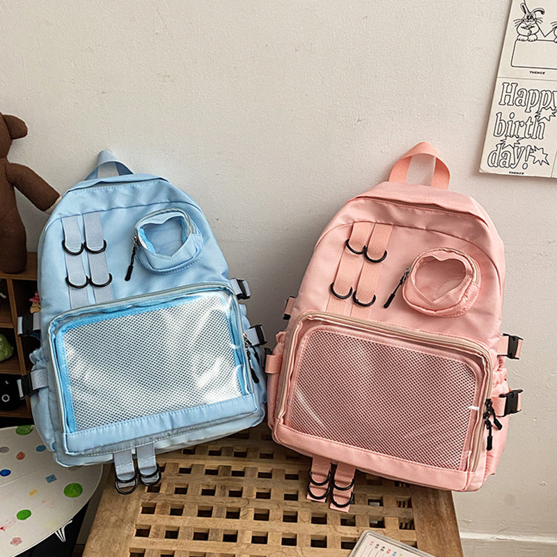 2025 Original niche girls backpack senior sense transparent bag cute girl student schoolbag casual backpack