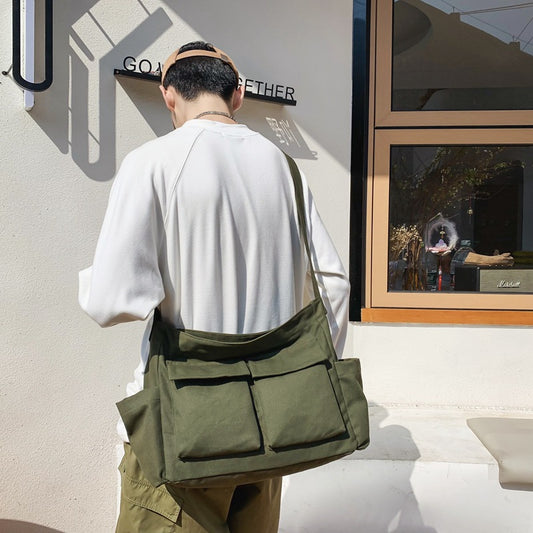 FLOWERSVERSE  Artistic Youth Shoulder Bag Ins Versatile Large Capacity Canvas Bag Summer School Bag for College Students Messenger Bag Women's Bag