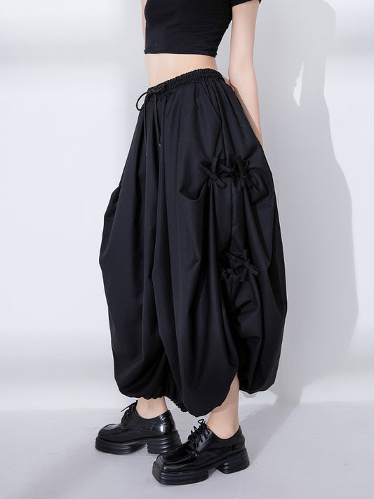 flowersverse Jinjuzhou Original Design Dark Japanese Yamamoto Yaosi Style Casual Pants Lace-up Loose-Fitting Pleated Wide-Leg Pants for Women