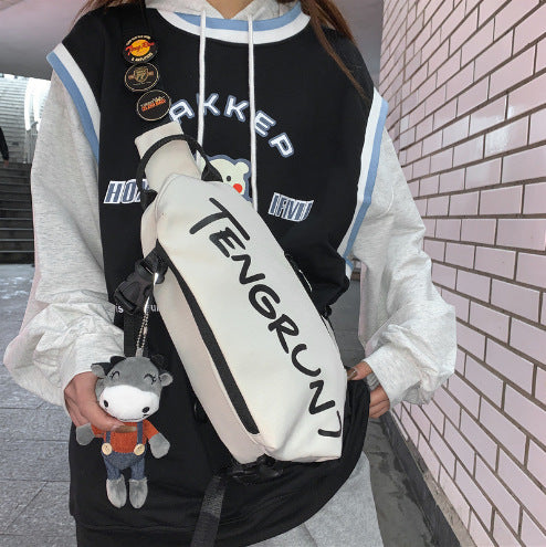 FLOWERSVERSE Men's Bag Fashion Messenger Bag Schoolboy Backpack Niche Sports Leisure Bag Women's Shoulder Bag Personality Japanese Style Chest Bag