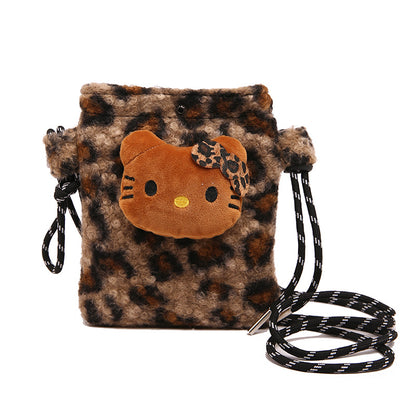 FLOWERSVERSE 2025 Cross-border wind autumn and winter new 2025 New Year's Christmas bag cute plush polka dot striped Popular style parent-child messenger bag