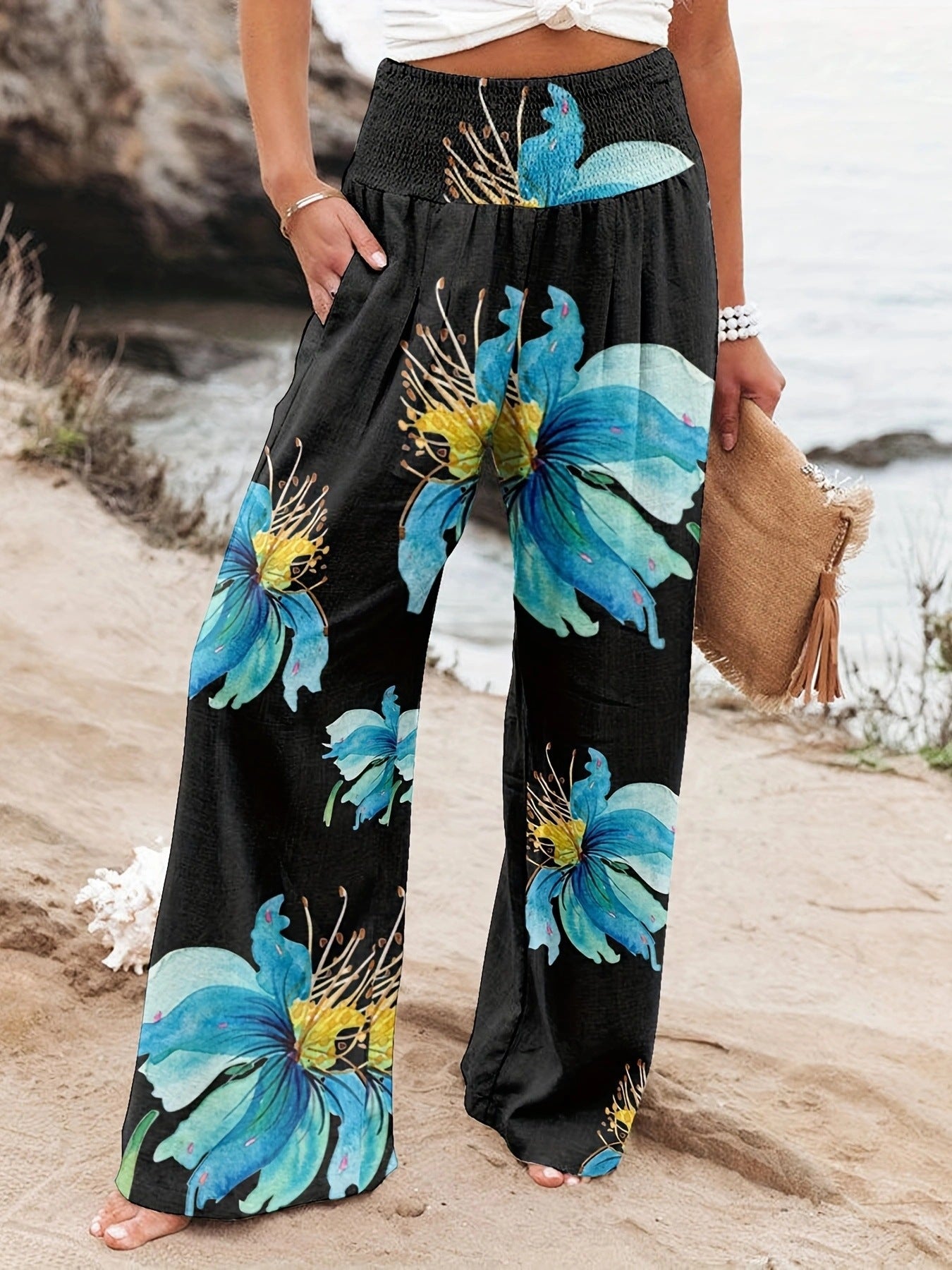 FLOWERSVERSE  European and American Spring and Summer  Cross-Border New Arrival Four Seasons Leisure Wide Leg Pants Printed Popular Loose Trousers for Women
