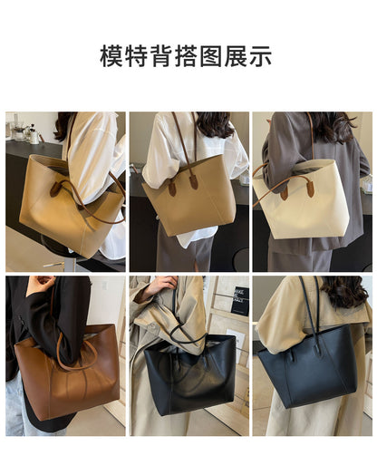 FLOWERSVERSE  Cross-Border Tote Bag New Texture Large Capacity Bag Trendy One-Shoulder Bag Women's Fashion All-Match Underarm Bag Pu Women's Bag