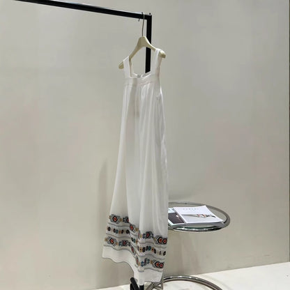 2025 Elegant ethnic style! Niche retro pattern embroidery edging cotton skirt + shirt top set