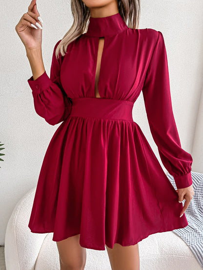 INS Style Real Shot Spring and Summer Sexy Hollow-out Cinched Big Swing Dress  New  Women's Clothing