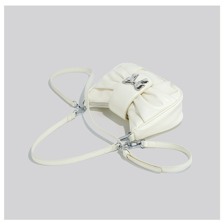 FLOWERSVERSE  New Fashion Pleated Cloud Bag Bow Portable Shoulder Messenger Bag for Women Special-Interest Design Underarm Bag Women