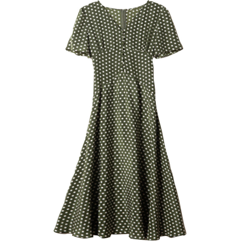 2025 Big pendulum silk skirt temperament fashion women's clothing  summer new mulberry silk medium and long  polka dot dress