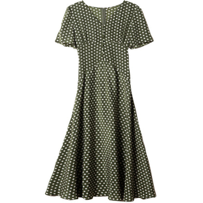 2025 Big pendulum silk skirt temperament fashion women's clothing  summer new mulberry silk medium and long  polka dot dress