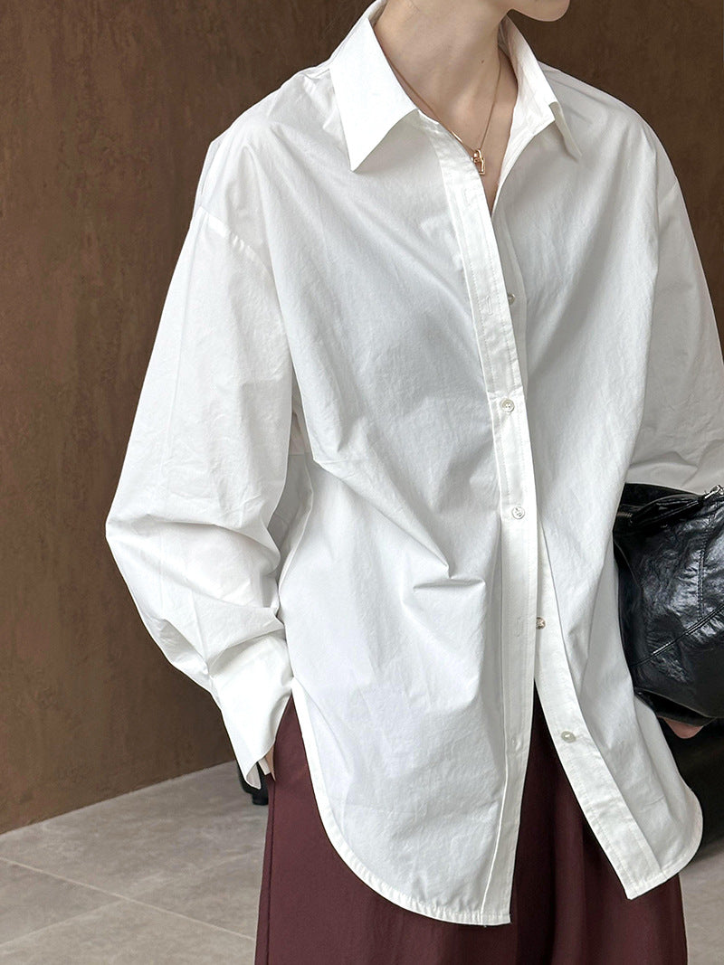 2025  2025 early spring new Korean fashion lapel design sense niche chic long-sleeved shirt women 24172
