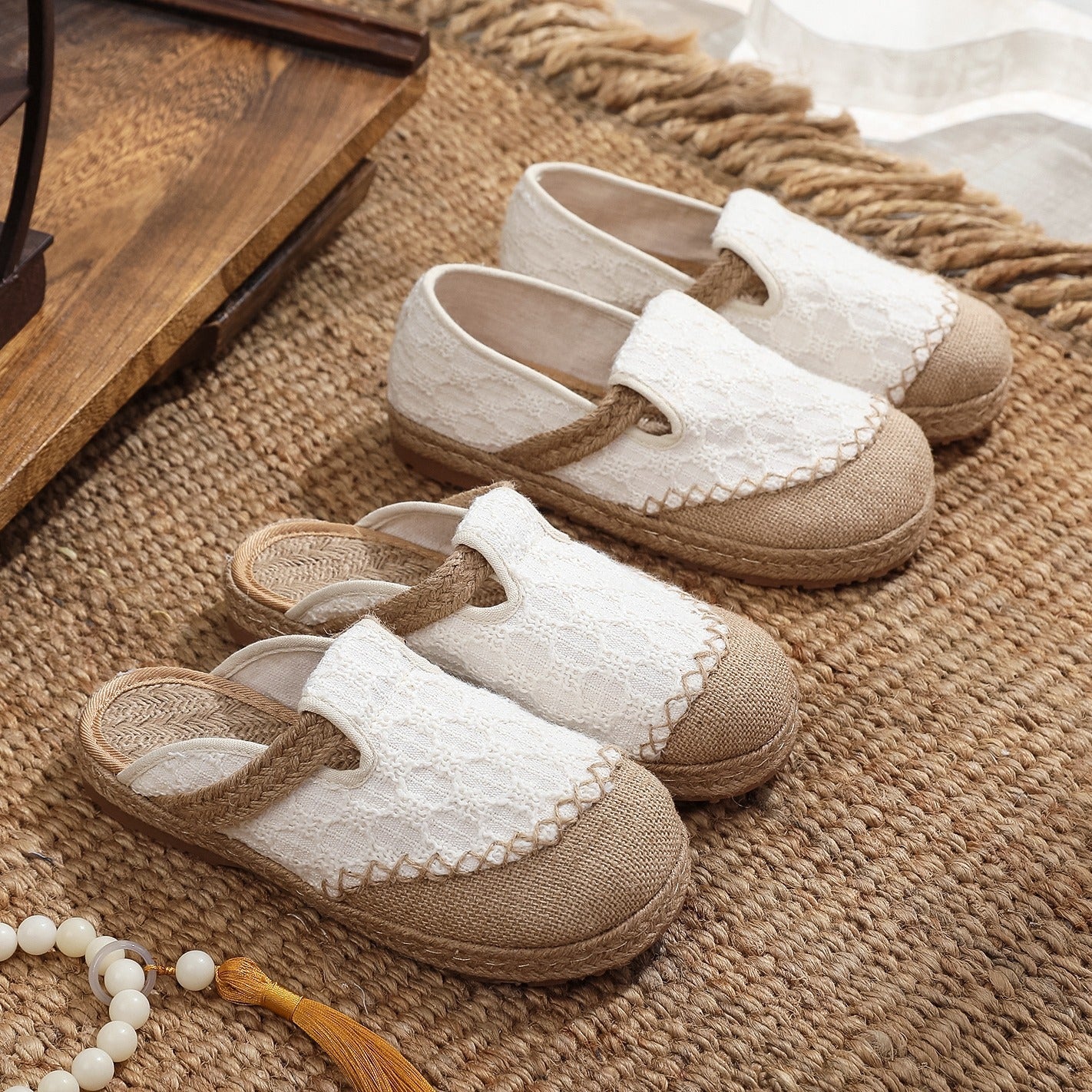 flowersverseNew Simple Cloth Shoes Big Head Shoes Closed-Toe Slippers Fisherman Shoes Linen Leisure Solid Color Beijing Traditional Women's Cloth Shoes