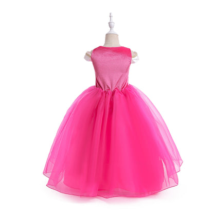 flowersverse New Girl's Dress Sleeping Beauty Dress Ailuo Princess Dress Girl's Dress European and American Style Children's Clothing in Stock