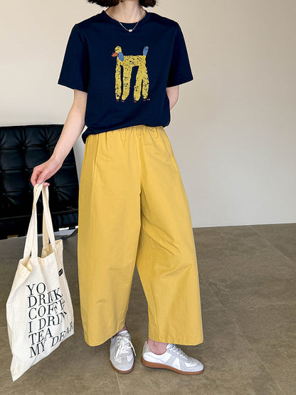 2025  Spring New Korean Version High Waist Elastic Washed Loose Casual Wide Leg Pants Pants 6027