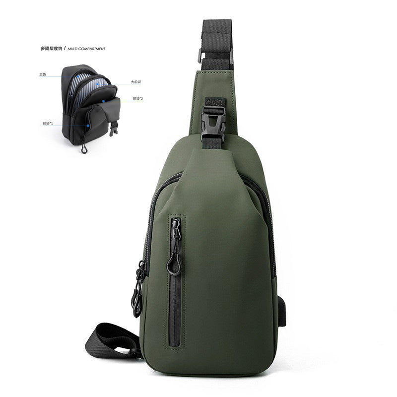 FLOWERSVERSE Chest Bag Men's Shoulder Messenger Bag Simple Casual Trend Multi-Functional Cross-Body Bag Men's Bag Small Backpack Fashion Chest Bag