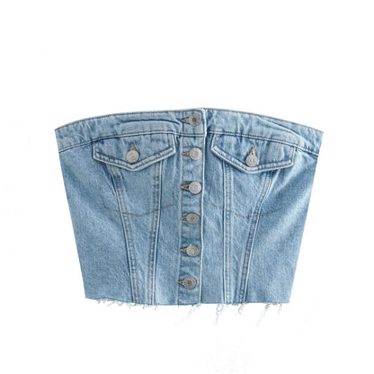 Factory direct sales, a hair slim fashion denim vest woman