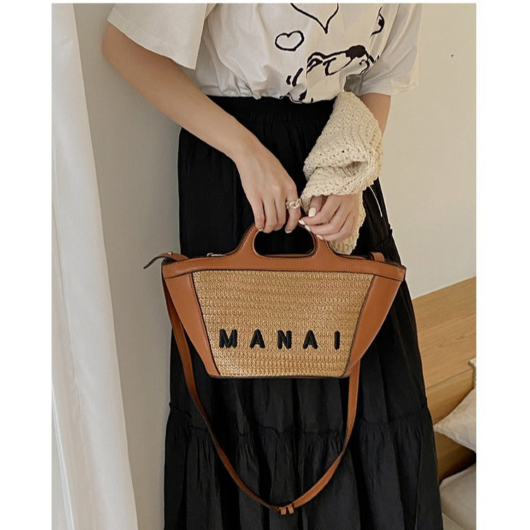 FLOWERSVERSE 2025 Holiday beach straw bag woven vegetable basket women's bag Japanese summer niche messenger bag handheld straw bag women