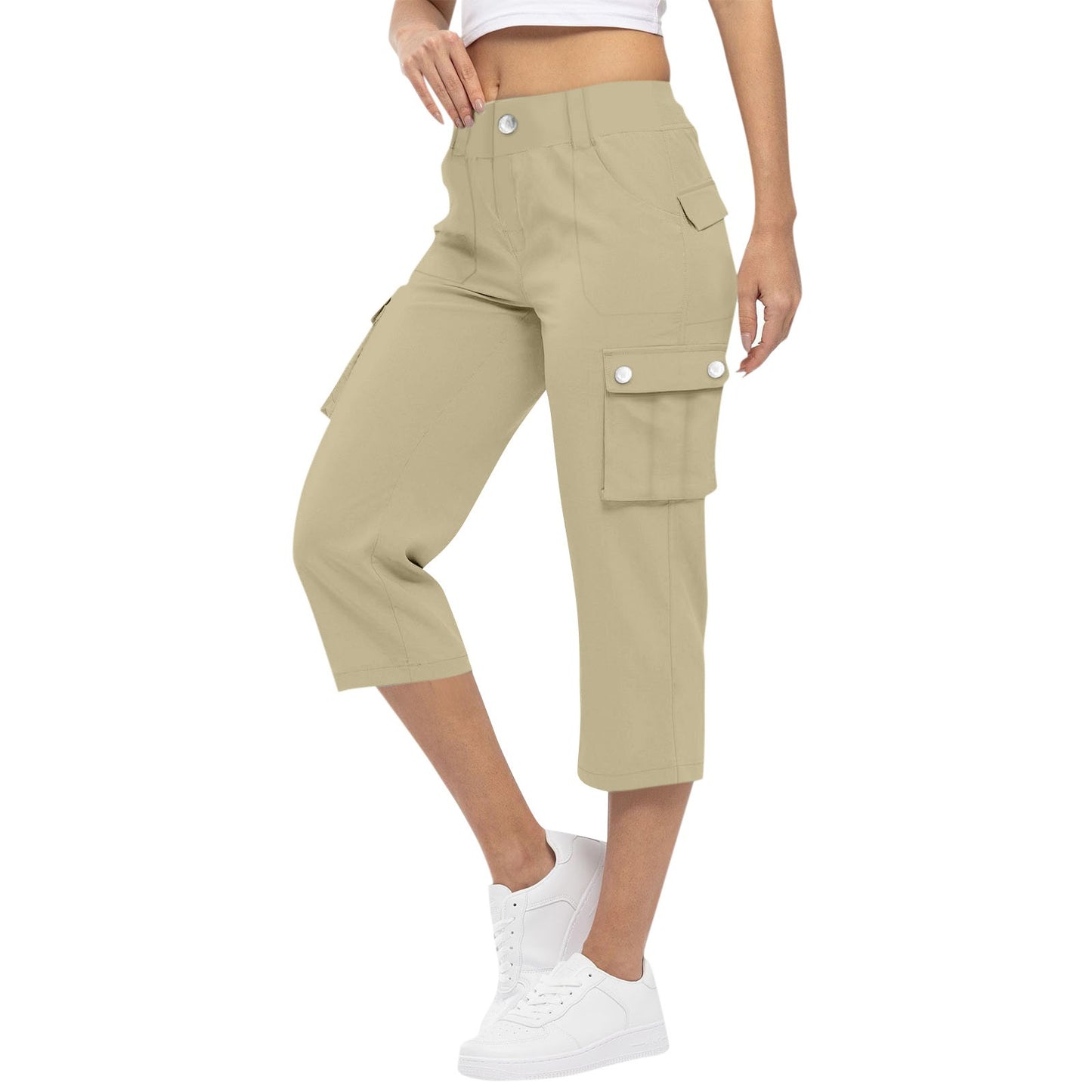 FLOWERSVERSE  Women's Trendy All-Match Solid Color Fitness Running Leisure Loose Wide Leg Straight Workwear Cropped Pants