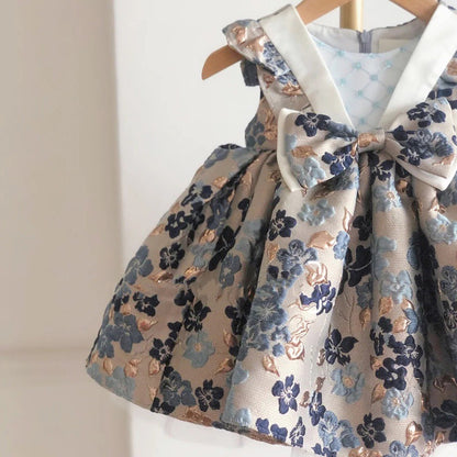 flowersverse Baby One Year Old Celebration Dress Girls' Princess Dress Birthday Banquet Children's 100-Day Baby Wedding Dress Floral Dress Spring