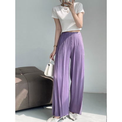 Folds  summer new fashion drape loose Miyake casual pants women's senior sense thin versatile wide-leg pants