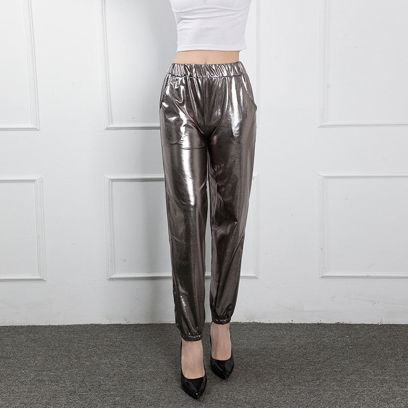 FLOWERSVERSE  Cross-Border New Arrival Casual Sports Street Hip Hop Party Shiny Colorful Trousers Hologram Laser Loose Women's Pants
