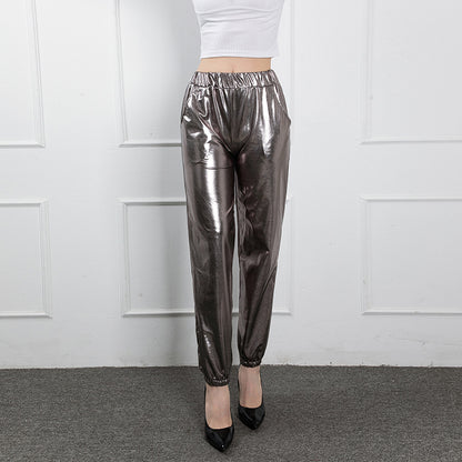 FLOWERSVERSE  Cross-Border New Arrival Casual Sports Street Hip Hop Party Shiny Colorful Trousers Hologram Laser Loose Women's Pants
