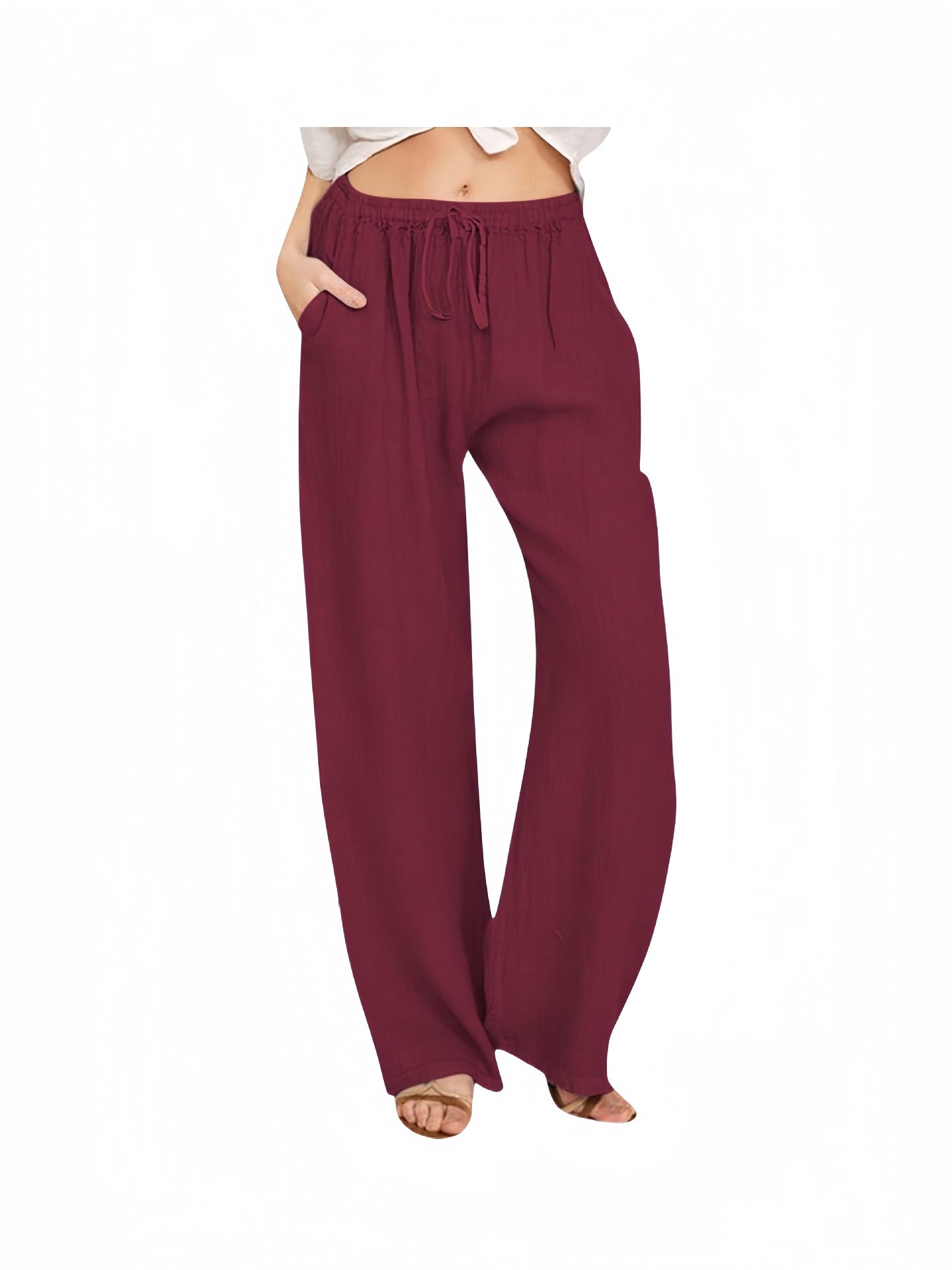 FLOWERSVERSE  Cross-Border Foreign Trade  Temu Women's Casual Trousers Summer Wide Leg Drawstring Loose Wide Leg Pants with Pockets