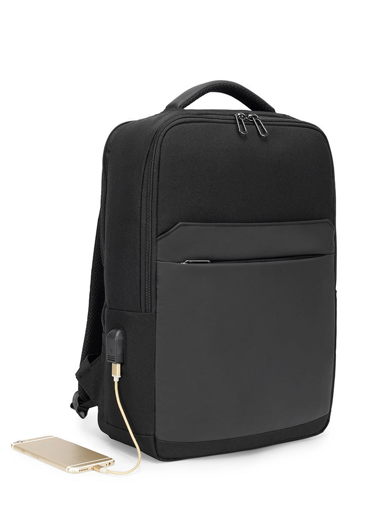 FLOWERSVERSE [Business Backpack] Solid Color Simple Men's Business Backpack Large Capacity USB Travel Backpack Schoolbag