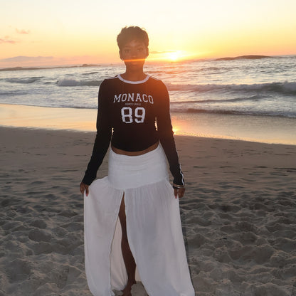 New Alphanumeric Long Sleeve Printed T-Shirt Women's Spring Summer Retro Striped Long Sleeve T-Shirt  Spice Girls