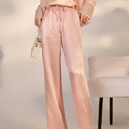 new new Chinese light national style solid color simple acetic acid casual pants high-end light luxury trousers M4082