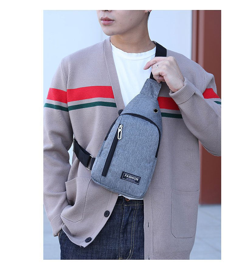 FLOWERSVERSE Factory Wholesale Men's Canvas Chest Bag Casual Sports Shoulder Bag Korean Style Men's Fashion Brand Chest Bag Shoulder Messenger Bag