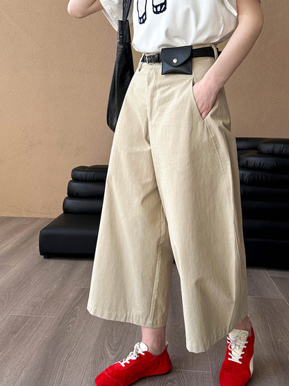 2025  spring new Korean version of casual temperament thin and versatile solid color high-waisted pants wide-leg pants 8006