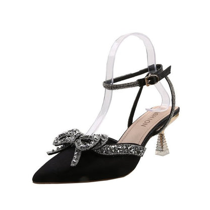 flowersverse  High Heel Sandals Women's Stiletto Heel Pointed Toe  Summer European and American New Closed Toe Casual Wine Glass Heel Ankle-Strap Buckle Sandals Women