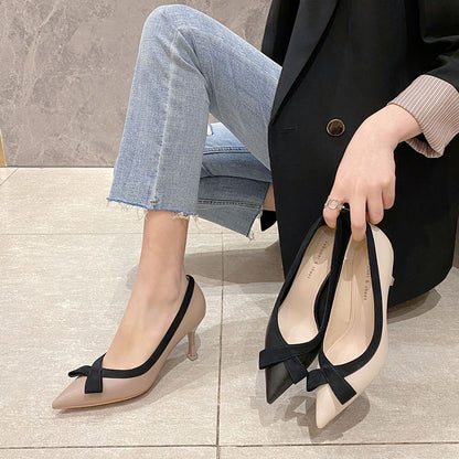 2025 SX8806-B1  bow high heels 2025 new single shoes women's Korean version niche design stiletto women's shoes