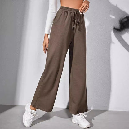 FLOWERSVERSE  Cross-Border Women's Clothing  Spring and Summer New Loose Casual Pants  Solid Color Flower Gray Lace Wide Leg Pants Trousers