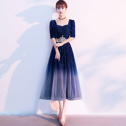 2025 Starry sky evening dress women  new temperament host chorus performance fashion banquet gradual change dress