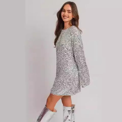 FLOWERSVERSE popular spring and summer new New Popular trade women's clothing  wish mid-skirt slanted shoulder bead dress dress dress dress