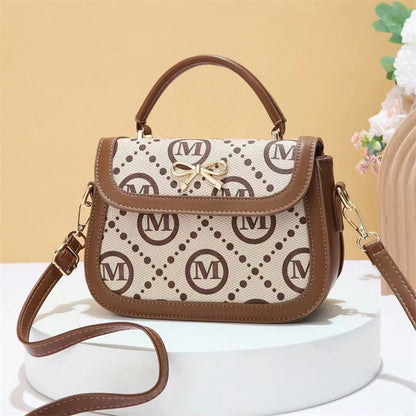 2025 Handbag bag new printed high-end women's handbag light luxury texture saddle bag contrasting color versatile messenger bag