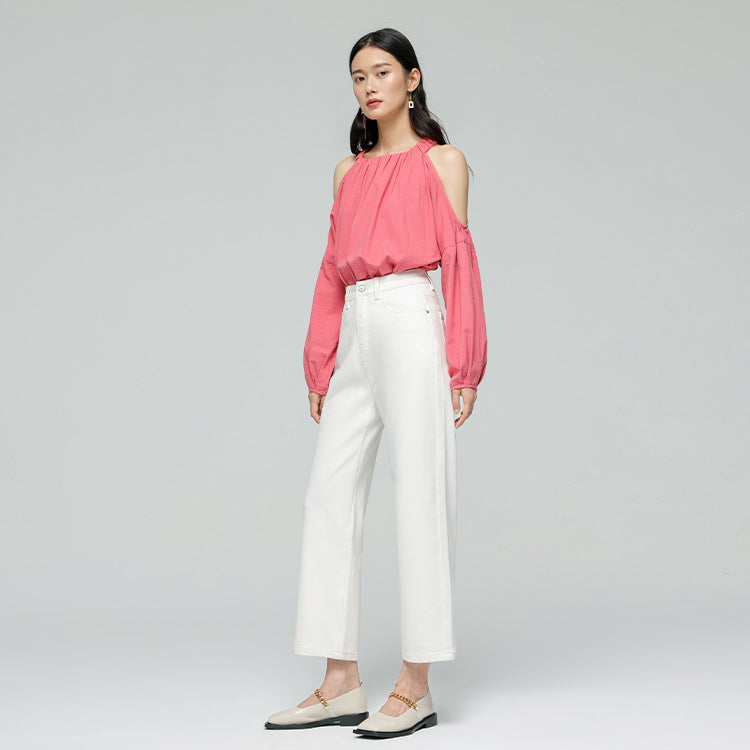 2025 Jeans Women's Autumn Lycra Universal Elastic White Elegant Smart Tall Skinny Women's Nine-point Jeans