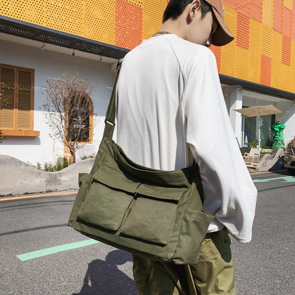 FLOWERSVERSE  Artistic Youth Shoulder Bag Ins Versatile Large Capacity Canvas Bag Summer School Bag for College Students Messenger Bag Women's Bag